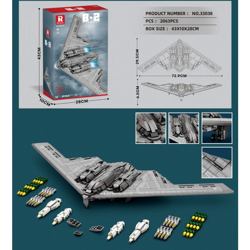2063PCS Reobrix 33038 B-2 Spirit - Image 2