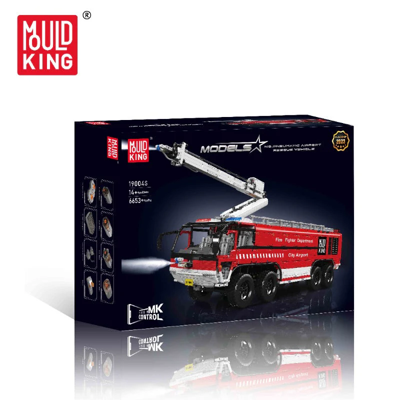 6653+pcs Mouldking 19004S Pneumatic airport fire extinguishing and rescue vehicle - Image 2
