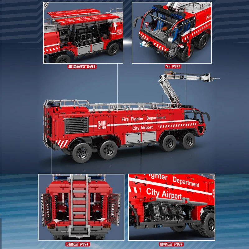 6653+pcs Mouldking 19004S Pneumatic airport fire extinguishing and rescue vehicle - Image 5