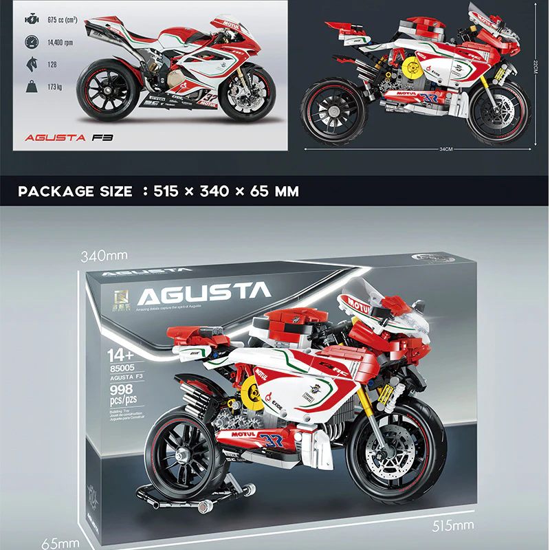QIZHILE 998 pcs 85005 Agusta F3 & 900 pcs 85003 BMW S1000RR - Image 3