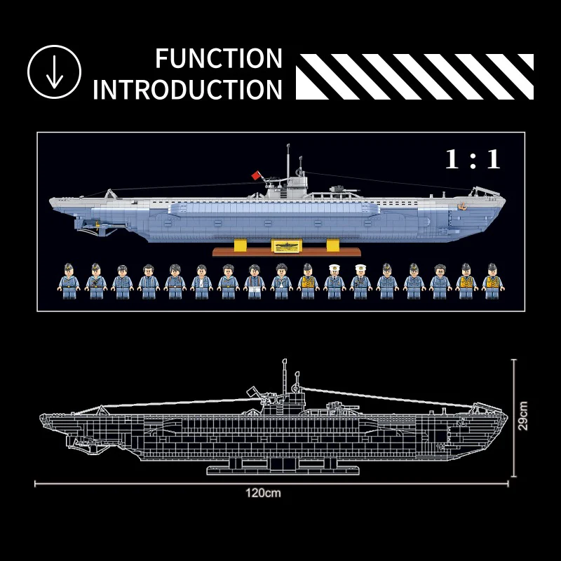 (Ship from European warehouse) 6172PCS 628011 Germany U-Boat Type VIIC Submarine - Image 4