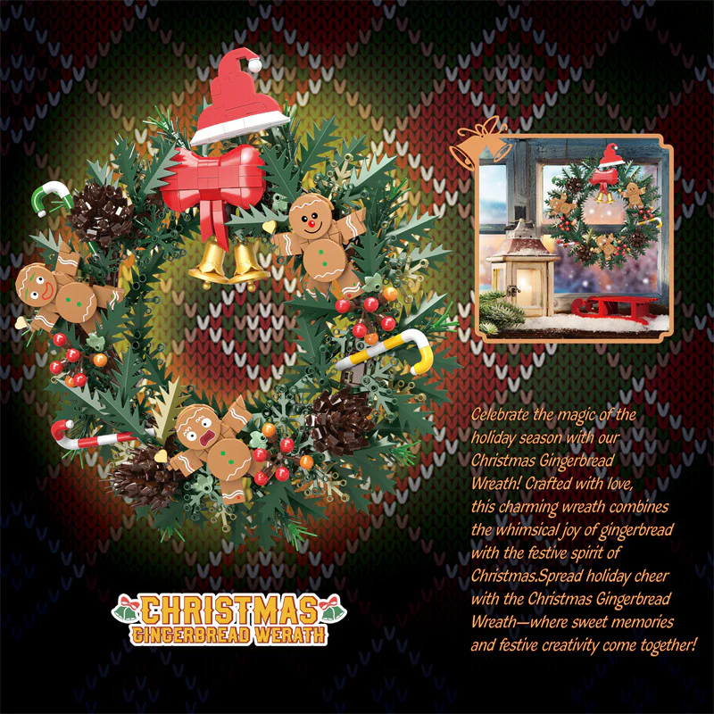 1159 pcs Free Tribe 11029 Christmas Gingerbread Werath with original box - Image 2