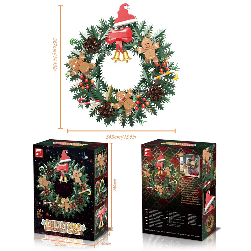 1159 pcs Free Tribe 11029 Christmas Gingerbread Werath with original box - Image 5