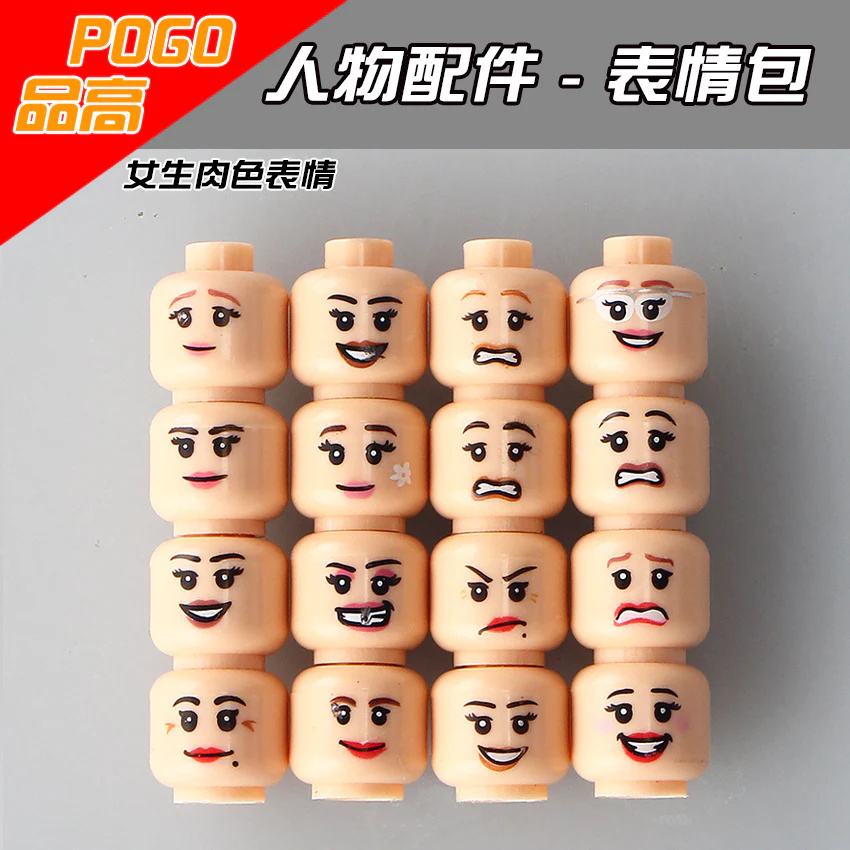 T158-T160  Head expressions of joy, anger, sadness, and happiness minifigure - Image 3
