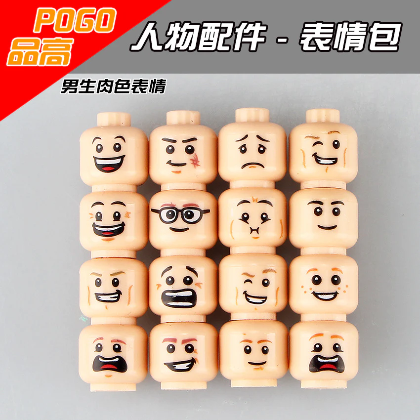 T158-T160  Head expressions of joy, anger, sadness, and happiness minifigure - Image 4