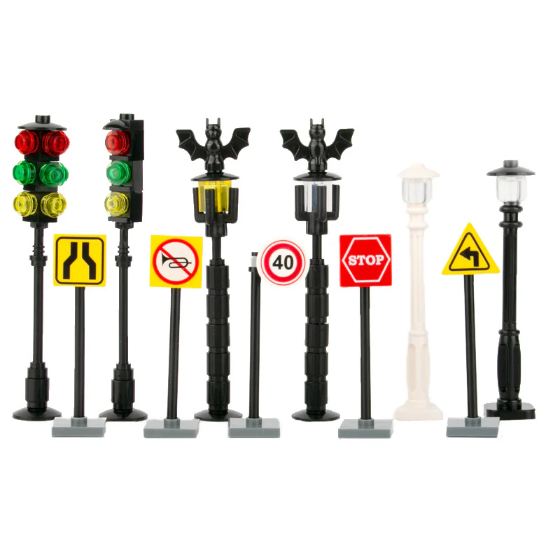Urban traffic road signs, roadblocks, signals, street lights - Image 5