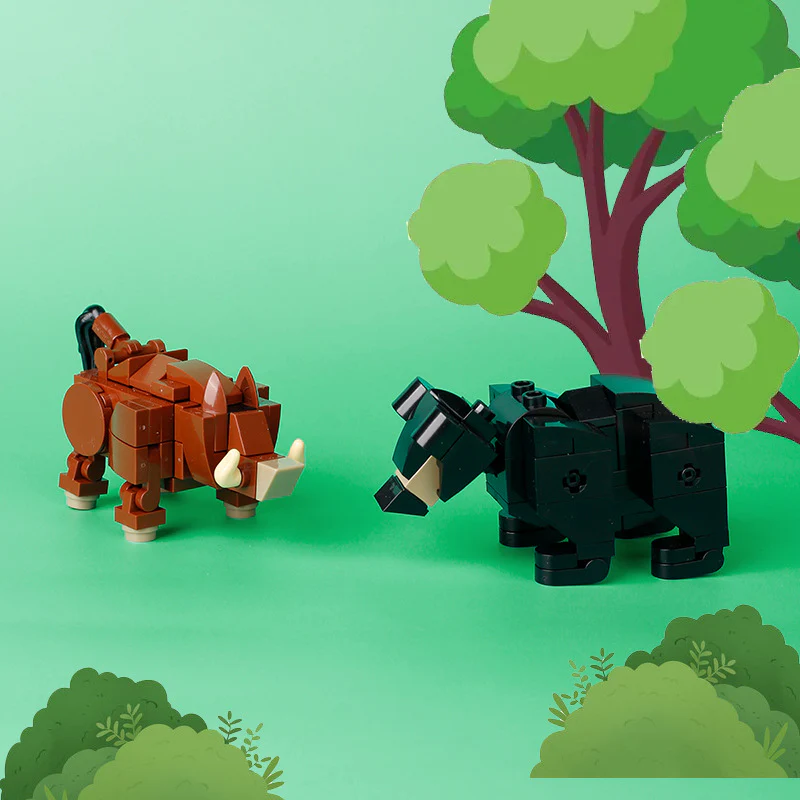 Wild boar black bear minifigures puzzle building blocks - Image 6