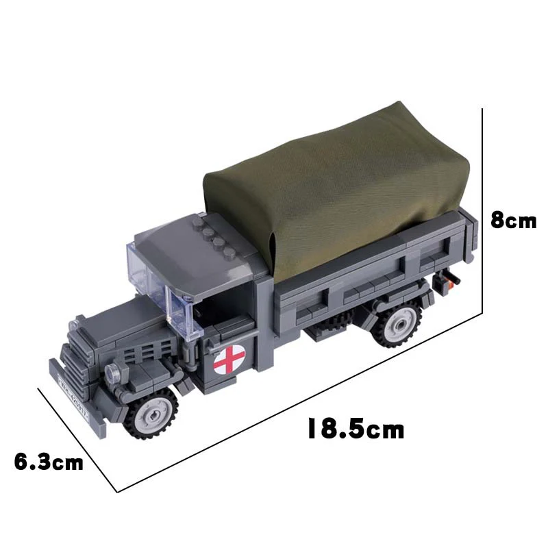 World War II German and American military modern city minifigure ambulance medical vehicle lightning truck - Image 2