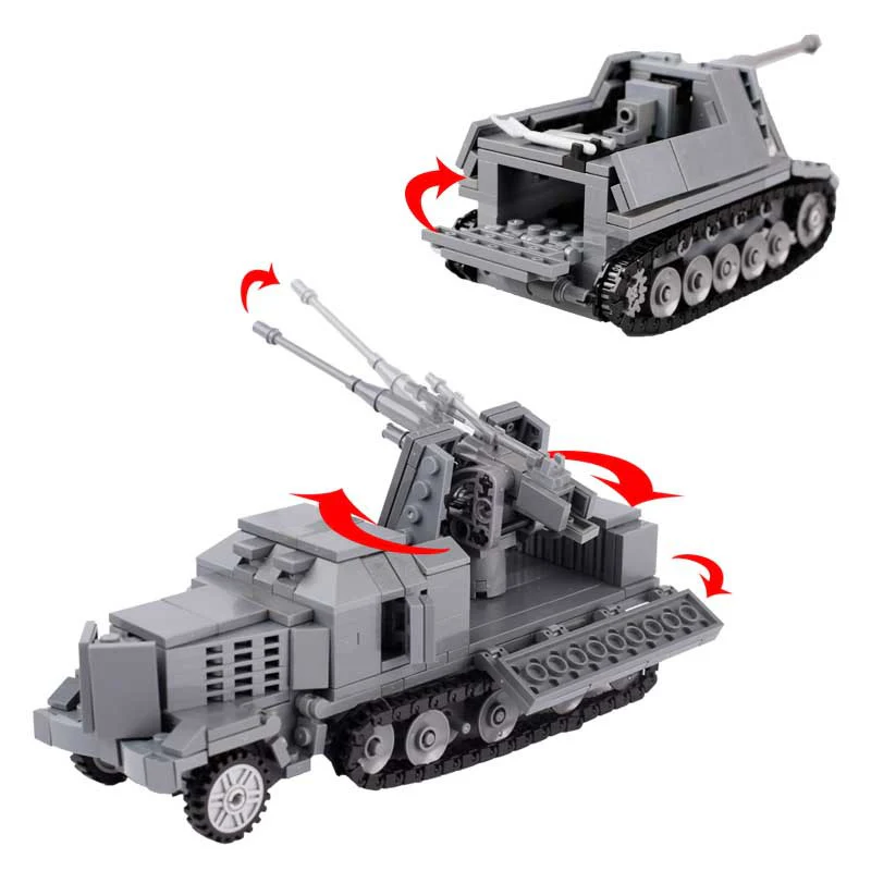 World War II German Soldiers Tank Armored Vehicle Artillery Car Set - Image 4