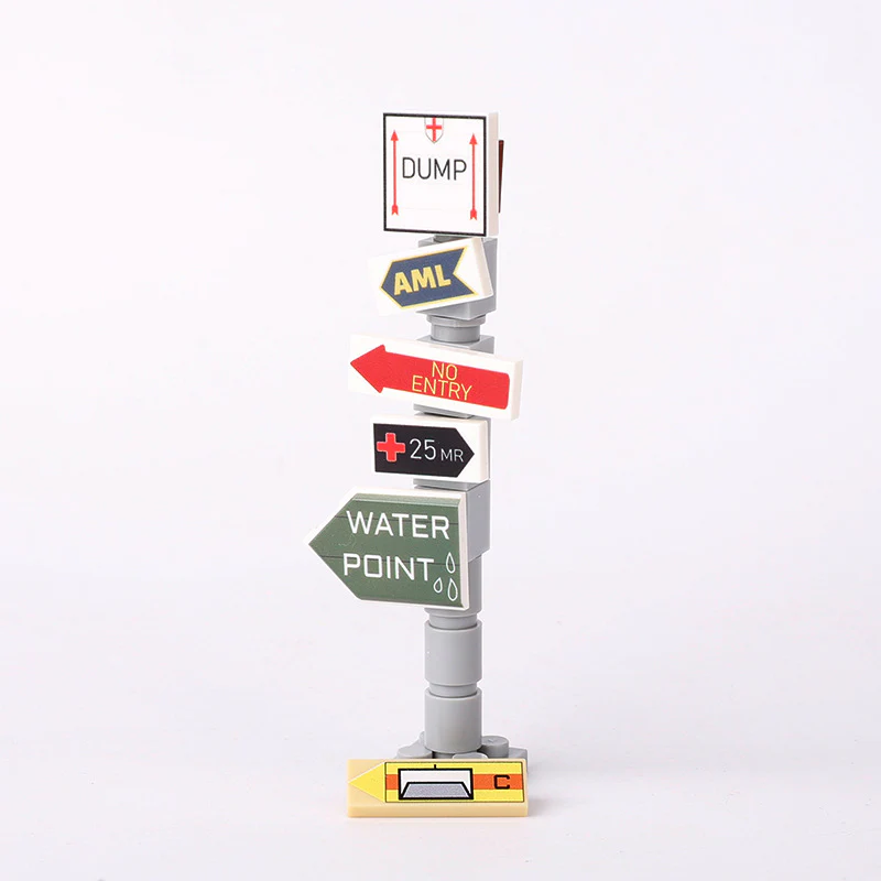 World War II Military War Soviet German Soldiers Minifigures Road Signs Map - Image 12