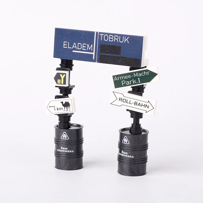 World War II Military War Soviet German Soldiers Minifigures Road Signs Map - Image 13