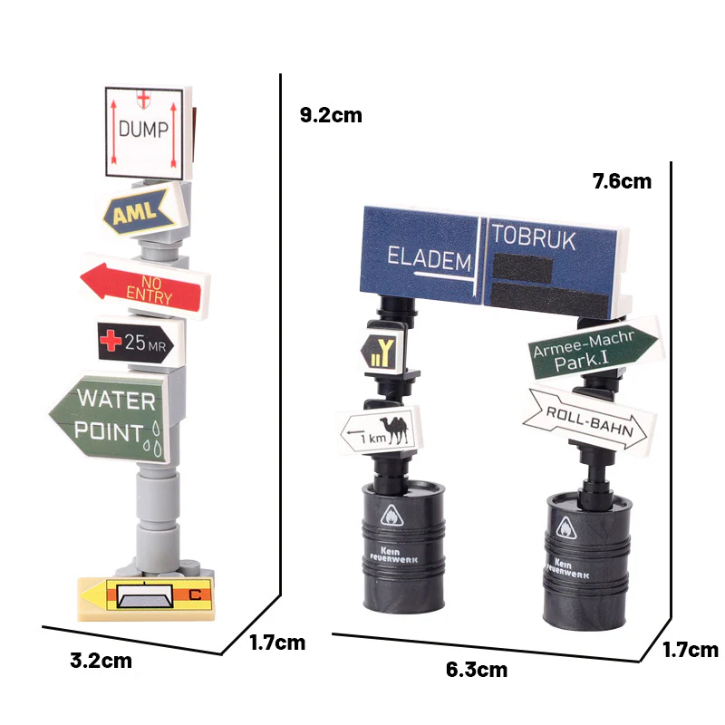 World War II Military War Soviet German Soldiers Minifigures Road Signs Map - Image 3