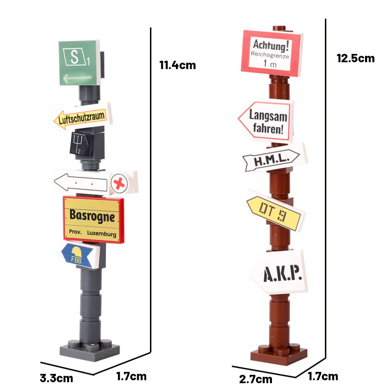 World War II Military War Soviet German Soldiers Minifigures Road Signs Map - Image 4