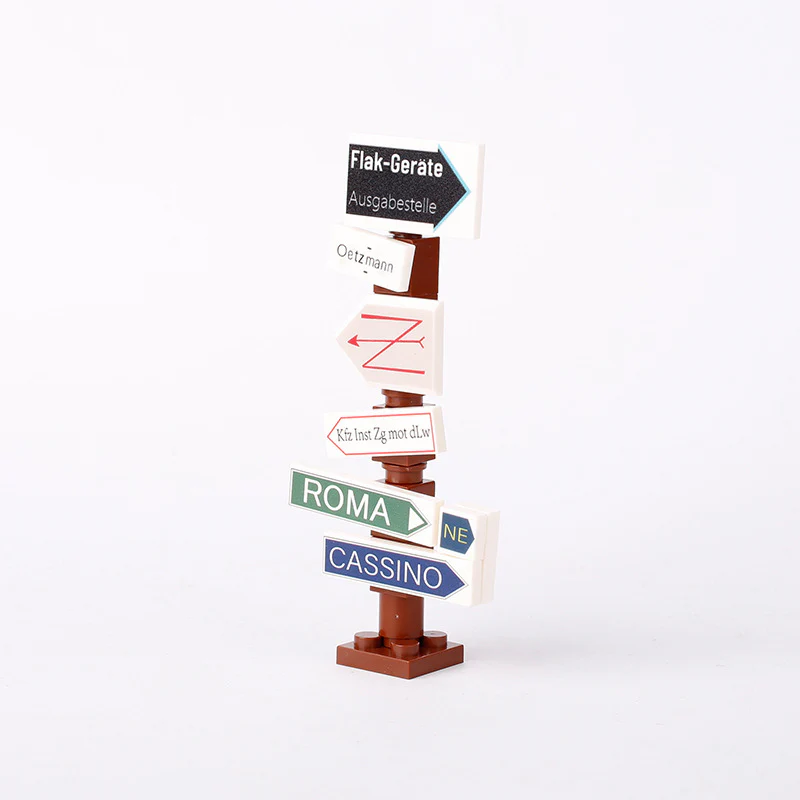 World War II Military War Soviet German Soldiers Minifigures Road Signs Map - Image 5