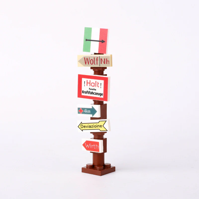 World War II Military War Soviet German Soldiers Minifigures Road Signs Map - Image 6
