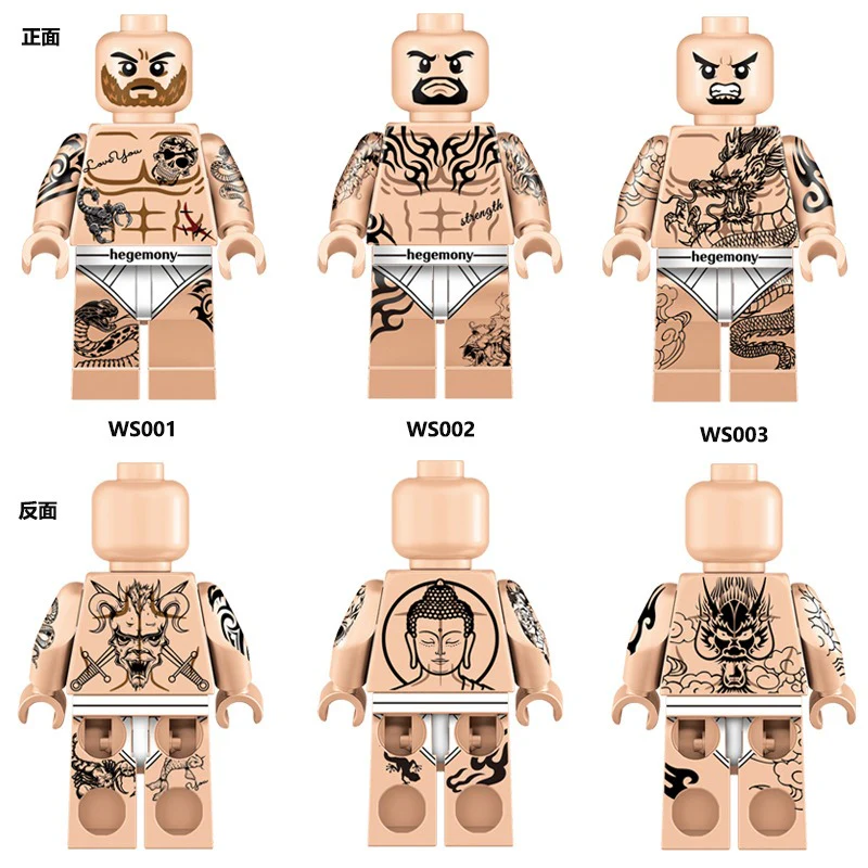 WS001-006 Classic presbyopia gangster tattoo Minifigures - Image 2
