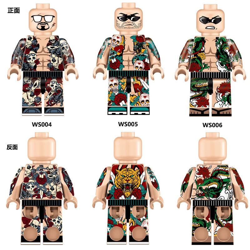 WS001-006 Classic presbyopia gangster tattoo Minifigures - Image 3