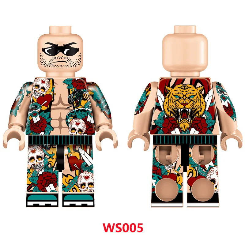 WS001-006 Classic presbyopia gangster tattoo Minifigures - Image 8