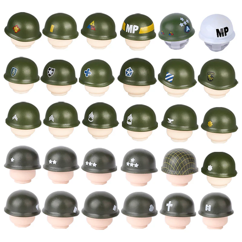 WWII US Army Officer Soldier Minifigure Helmet Weapon 5PCS - Image 5