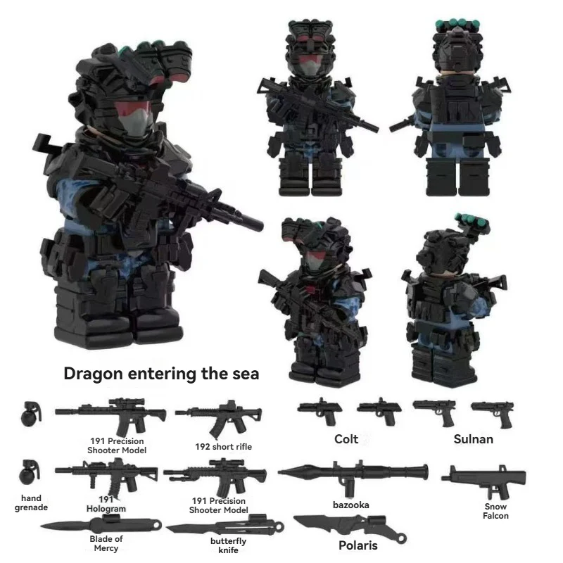YZ00116B- YZ00127B Operation Delta Force (with black weapon fragments) - Military Special Forces Minifigures - Image 6